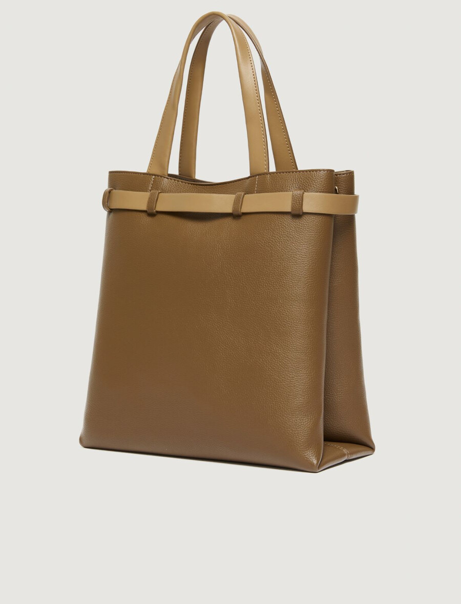 vertikal tote-väska med remdetalj - kaki