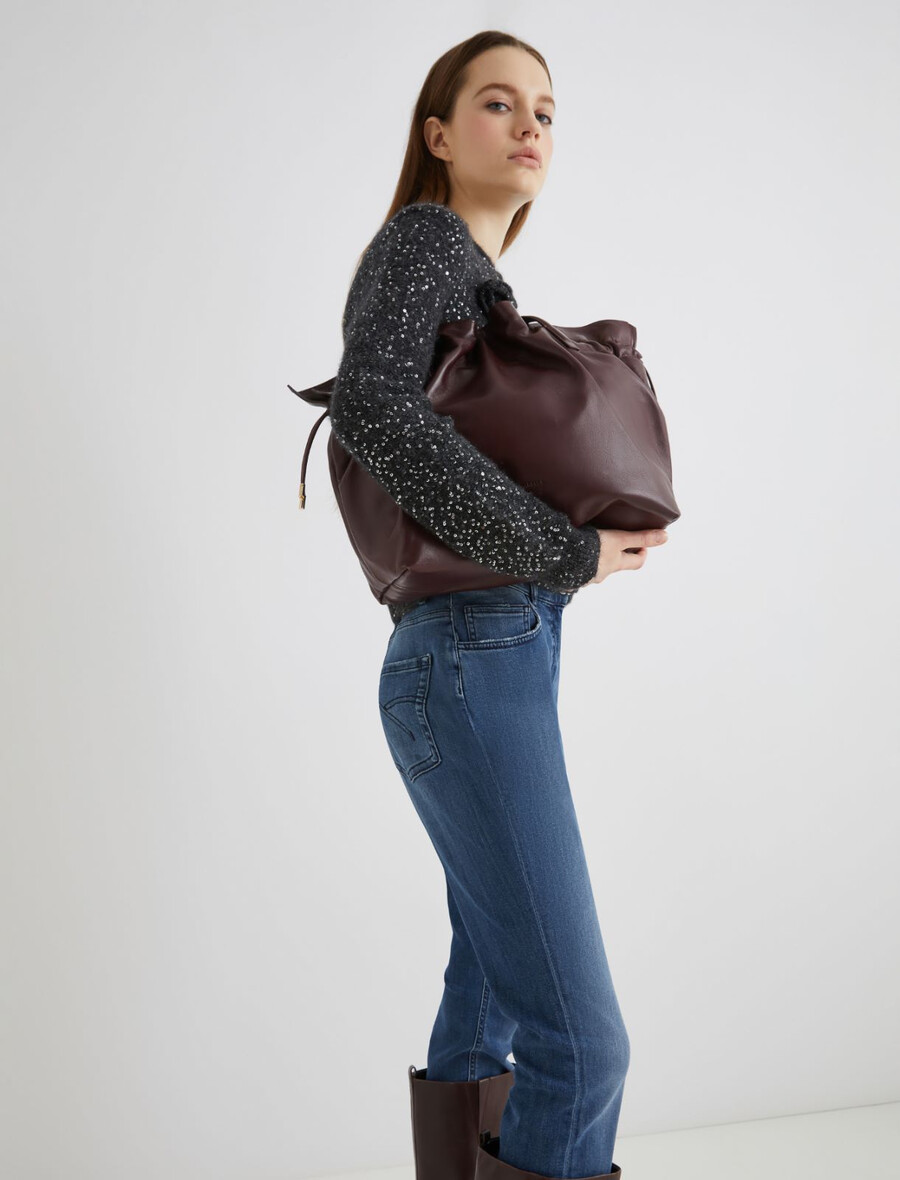 toteväska i nappaläder - bordeaux