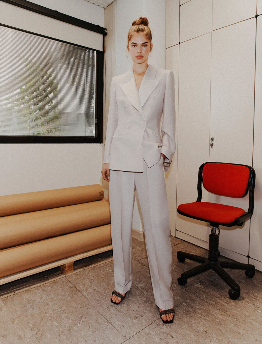 slim fit kavaj - ivory