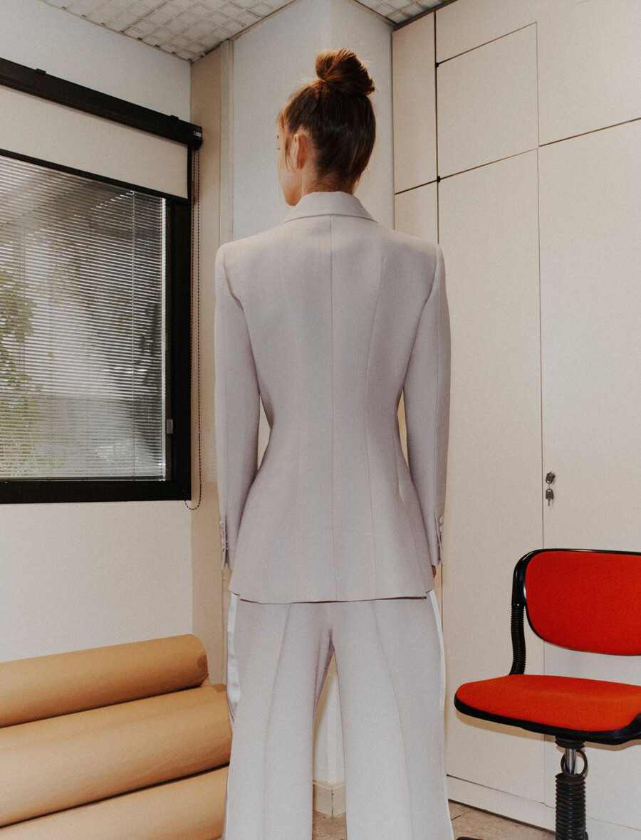 slim fit kavaj - ivory