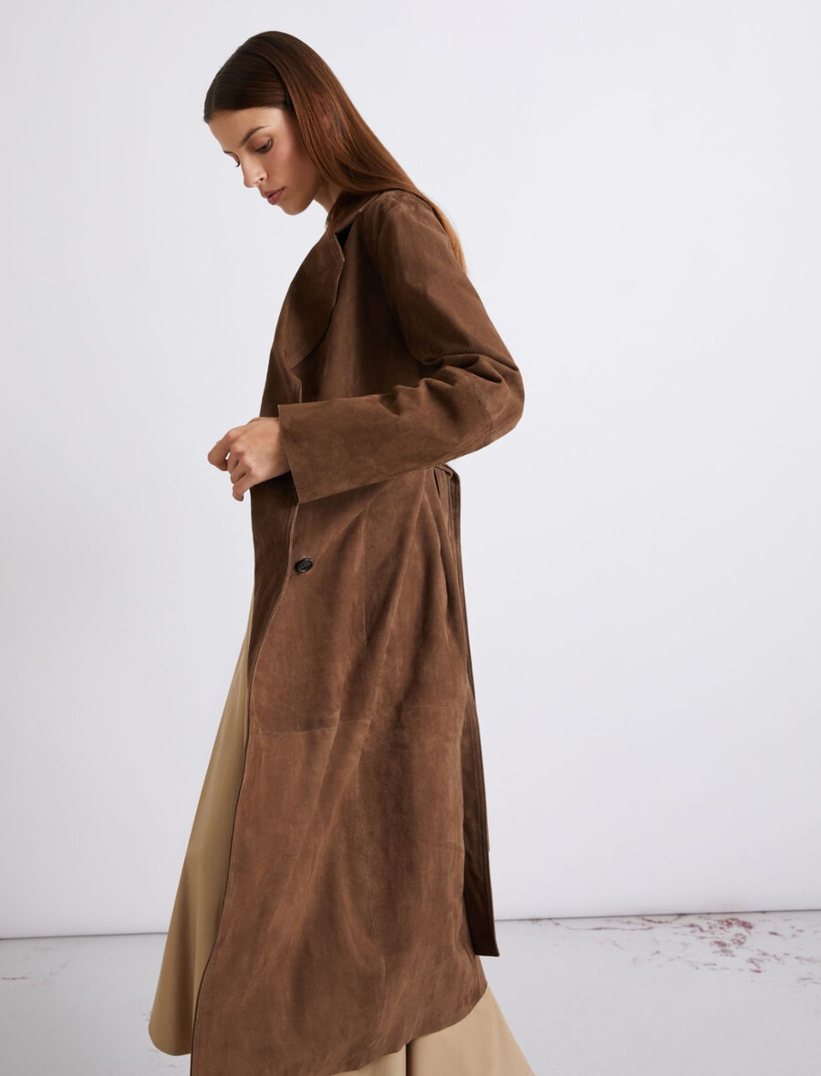 trenchcoat i mocka - brun