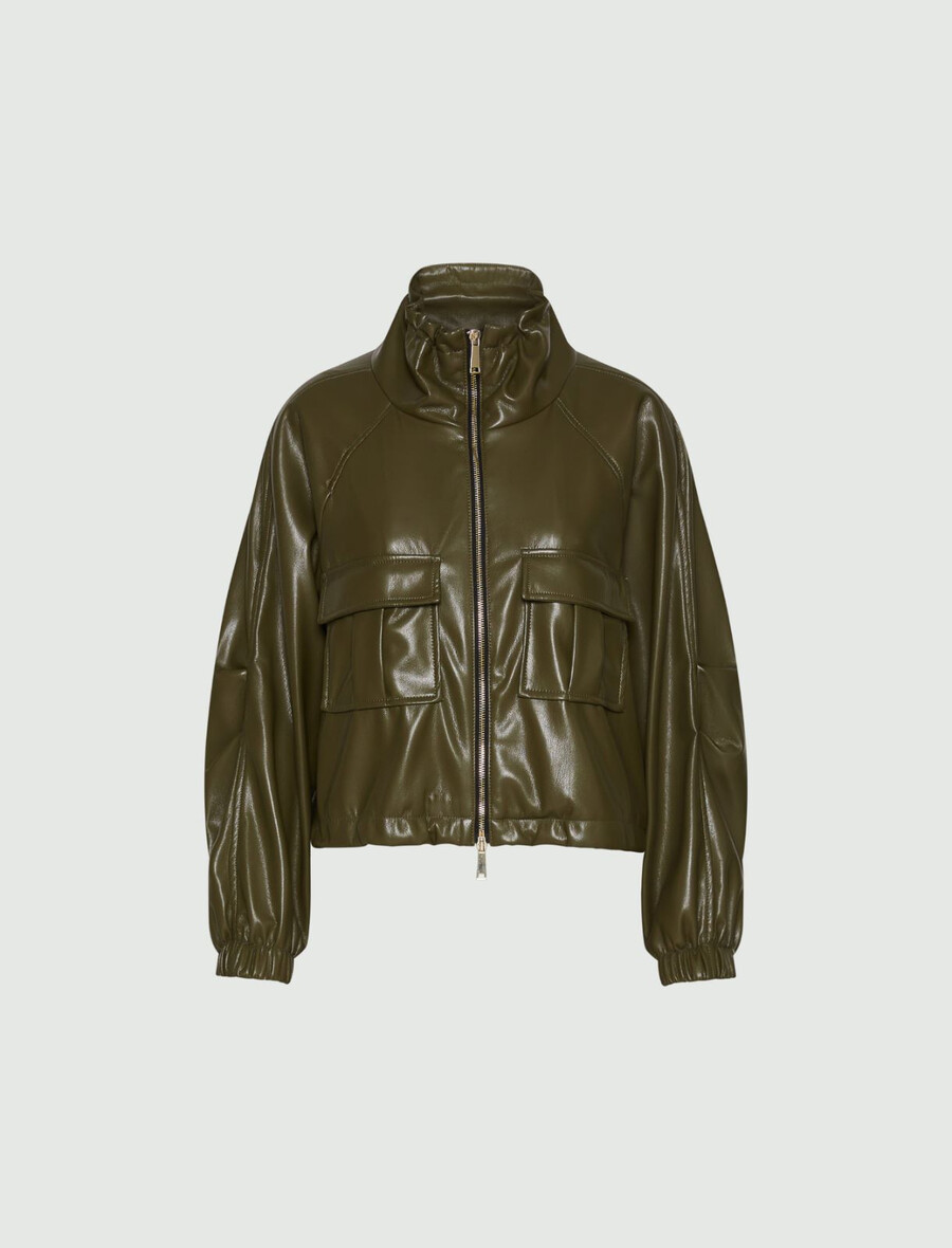 belagd jersey blouson jacka - olive