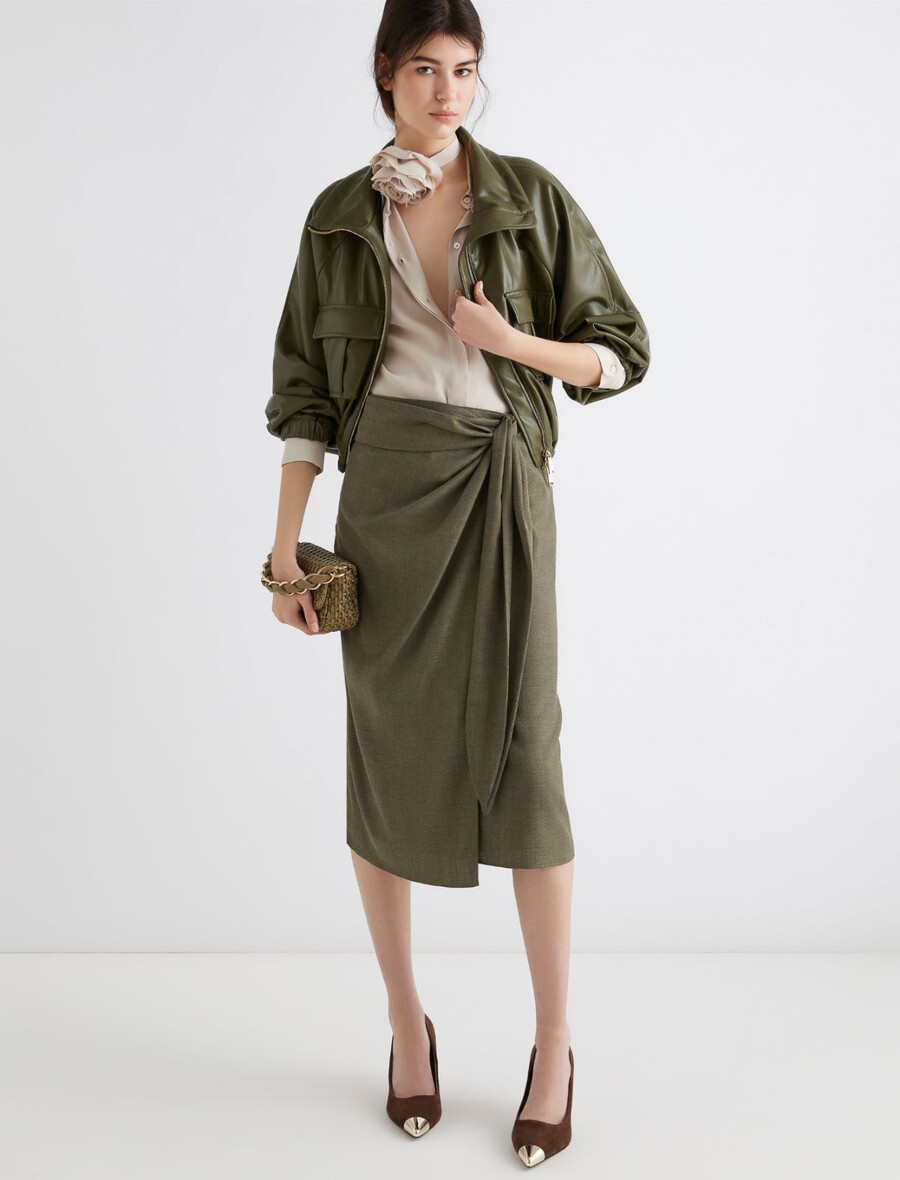 belagd jersey blouson jacka - olive