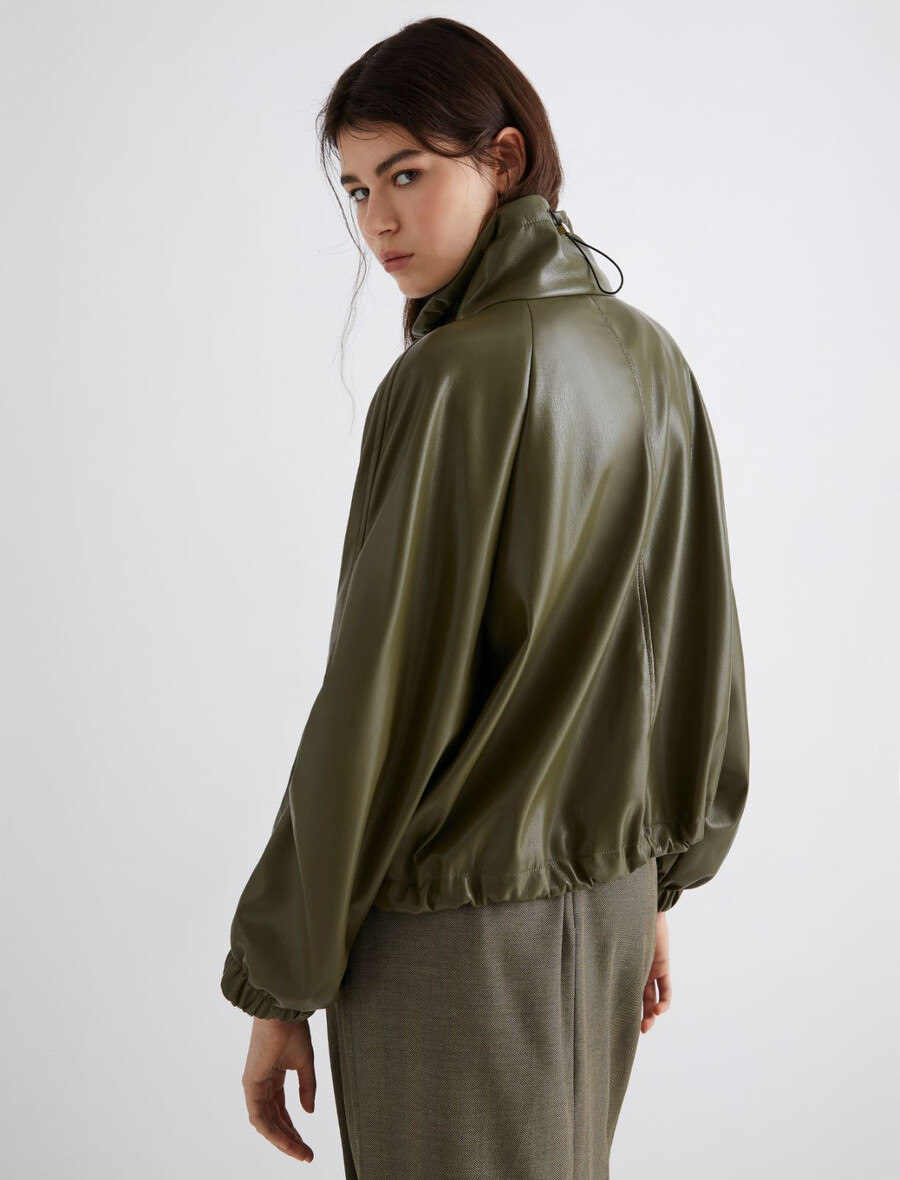 belagd jersey blouson jacka - olive