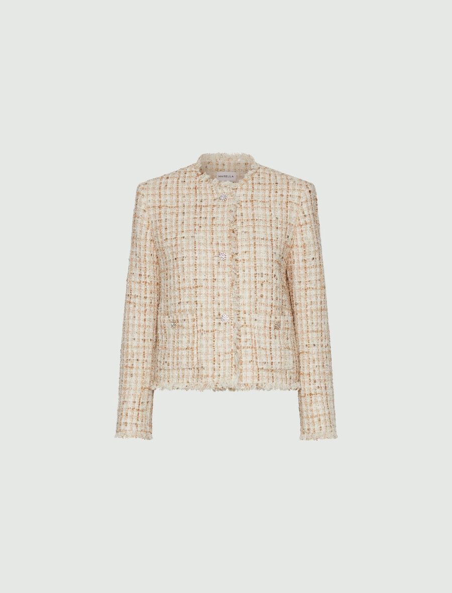 kort paljettbesatt laméjacka - beige