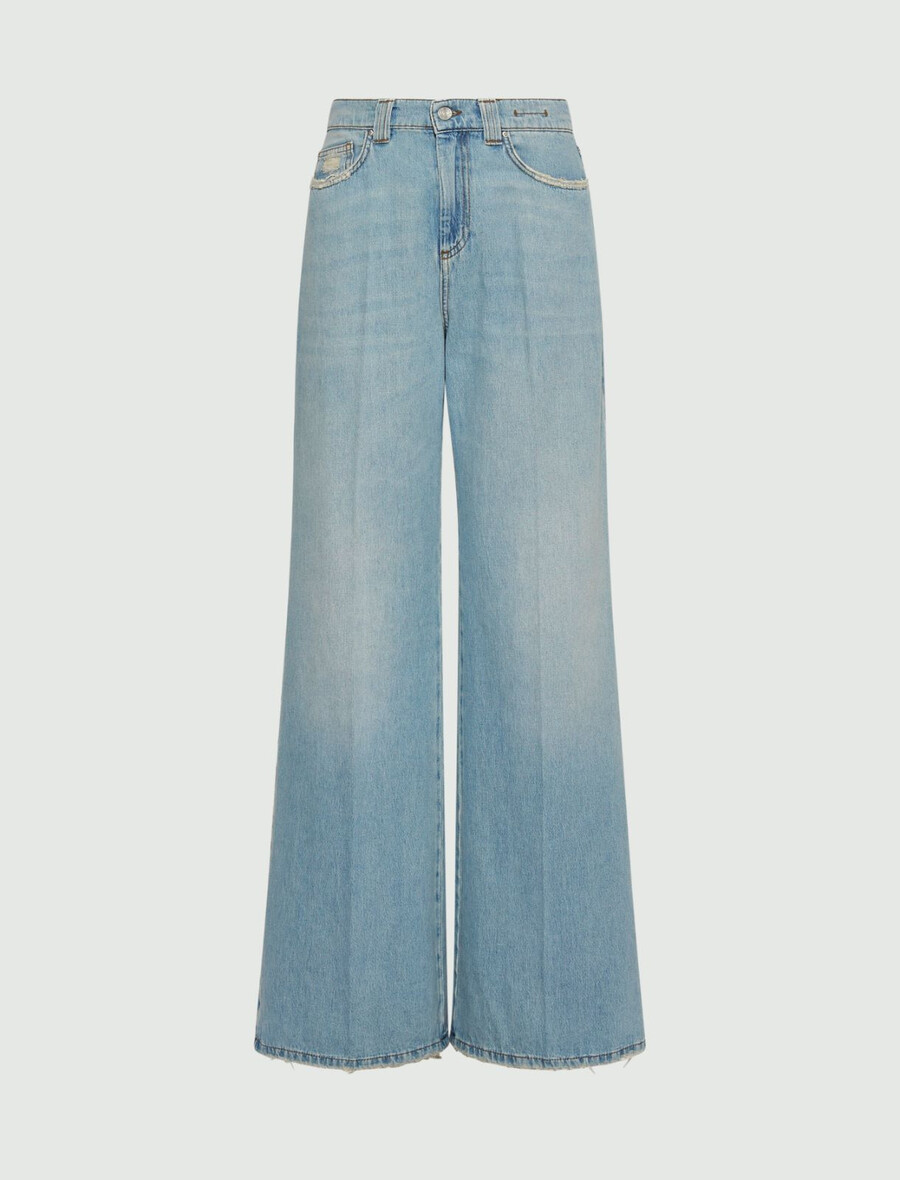 högmidjade jeans med vida ben - dust blue
