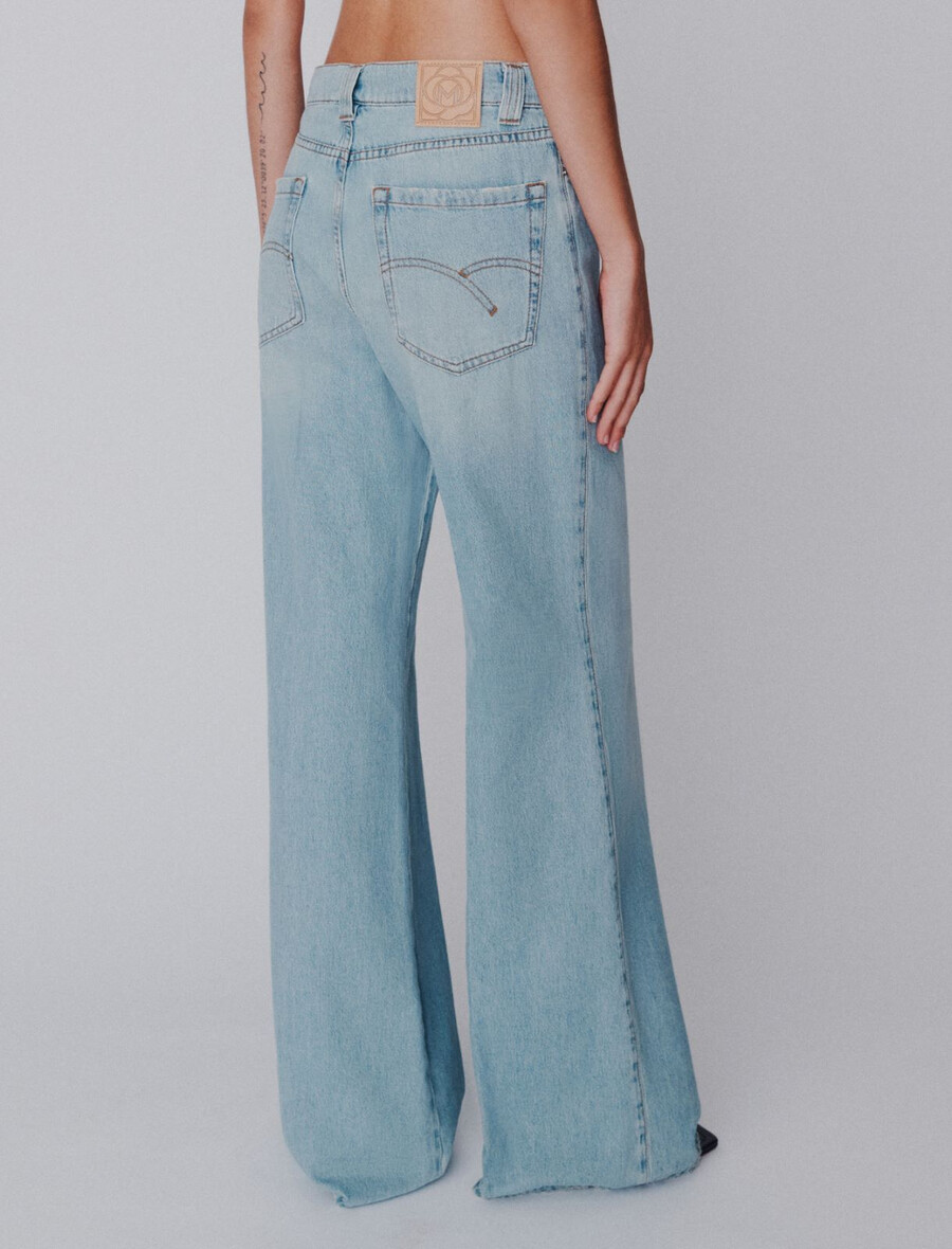 högmidjade jeans med vida ben - dust blue