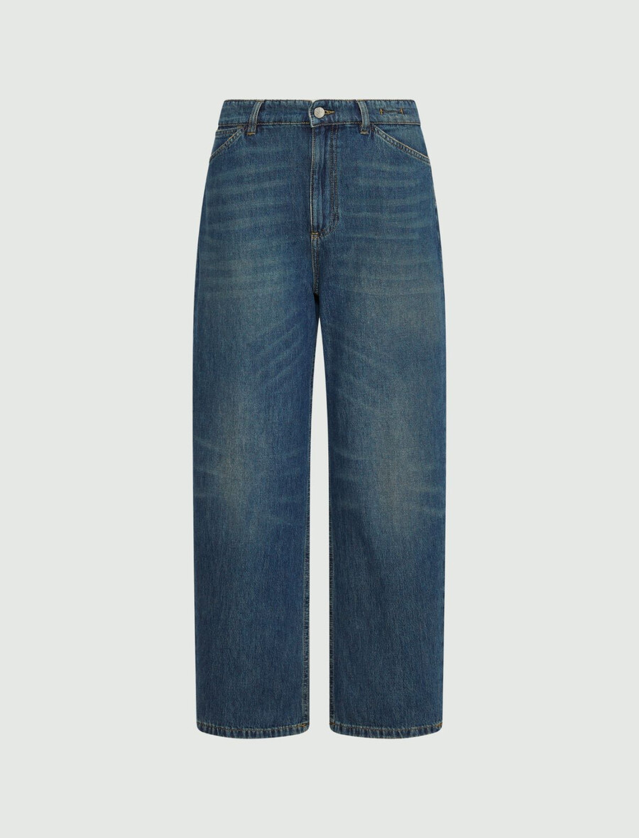 högmidjade mom-fit jeans - marinblÅ