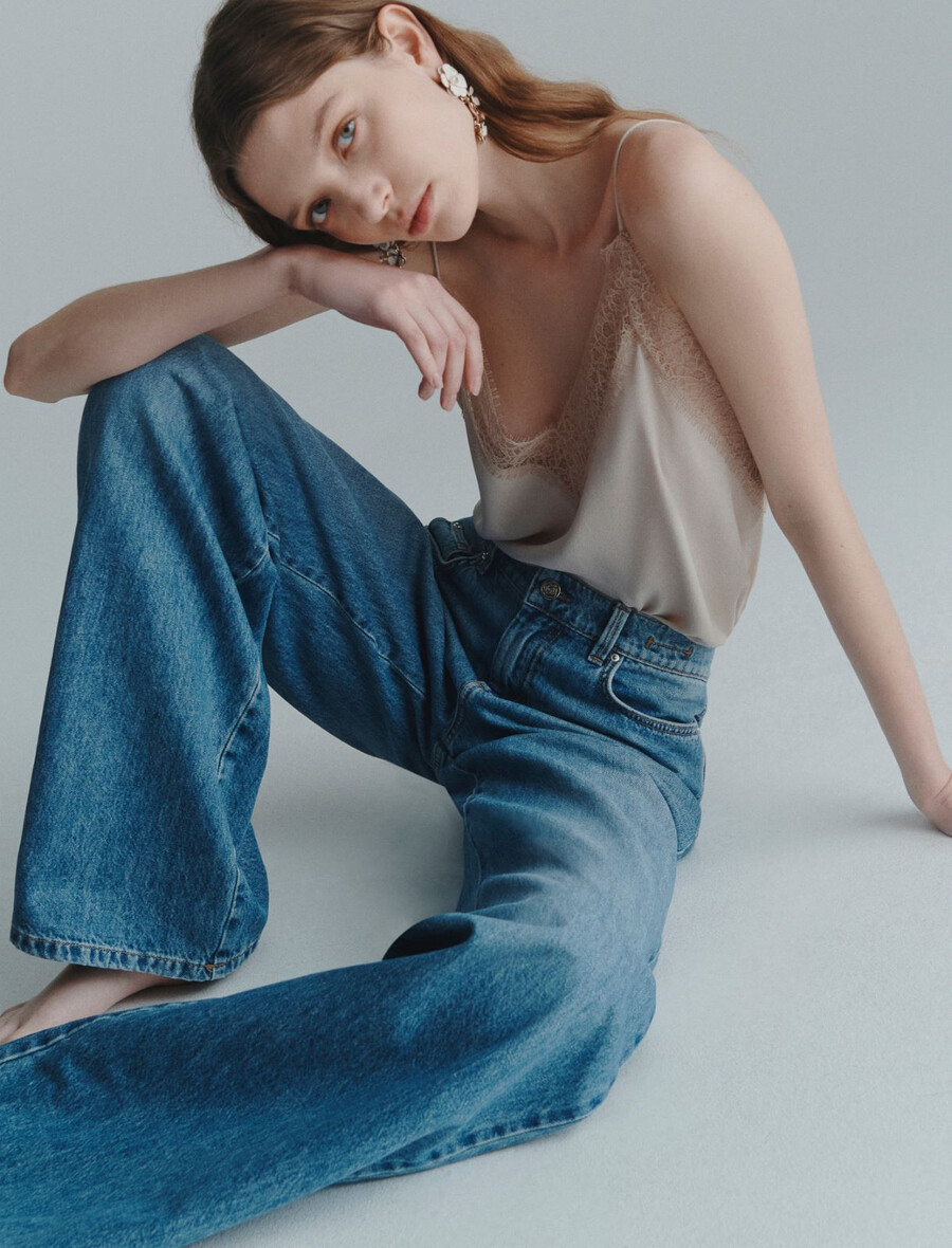 låg midja vida jeans - delave` blÅ