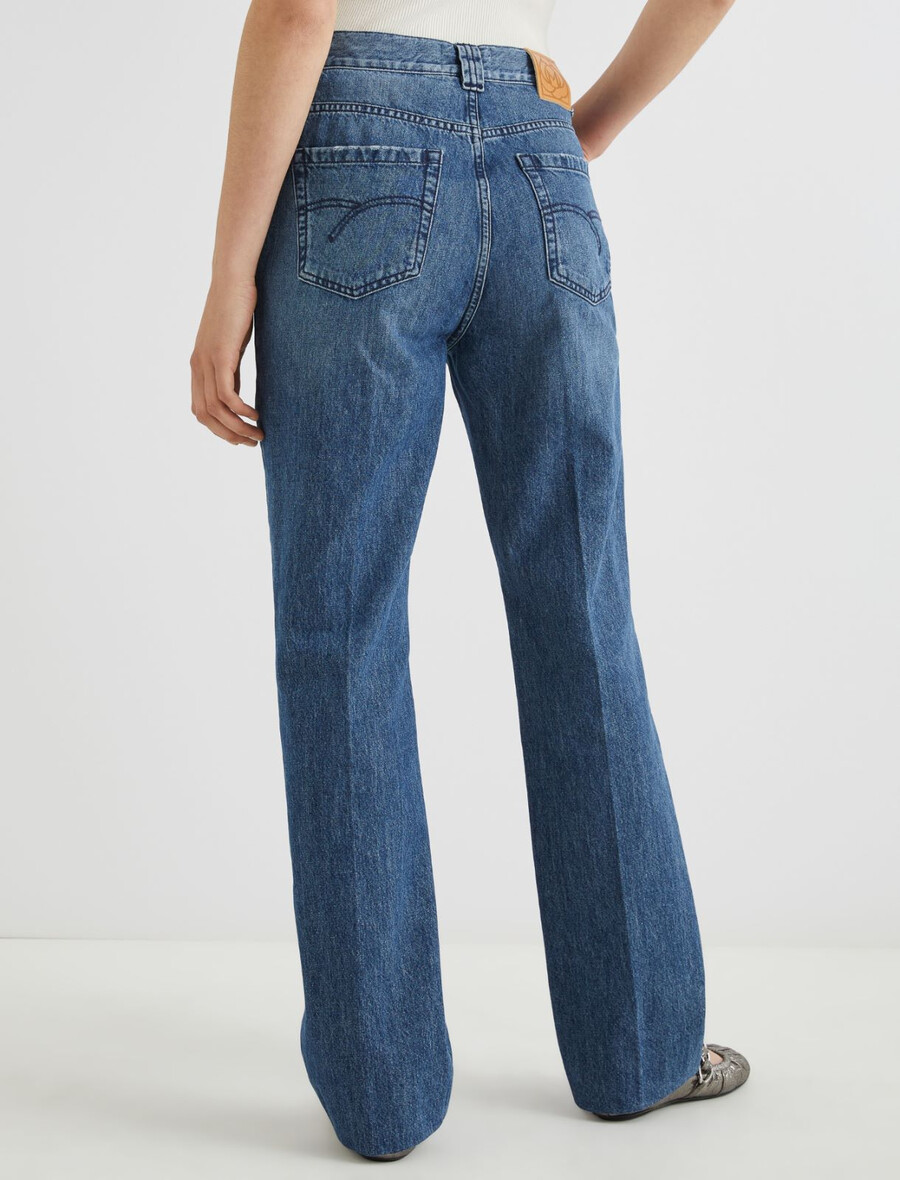 toppstickade jeans med vida ben - blÅ jeans