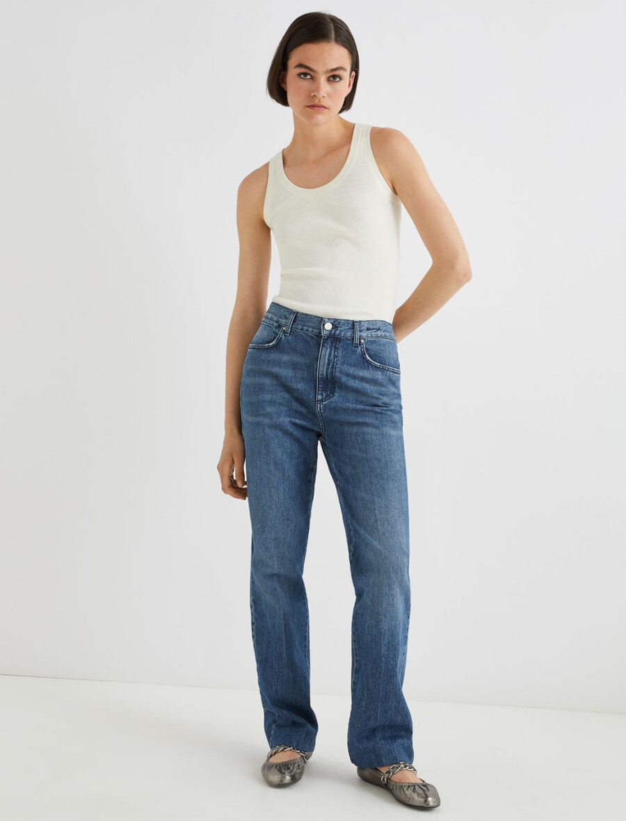 toppstickade jeans med vida ben - blÅ jeans