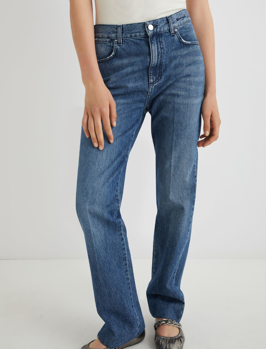 toppstickade jeans med vida ben - blÅ jeans
