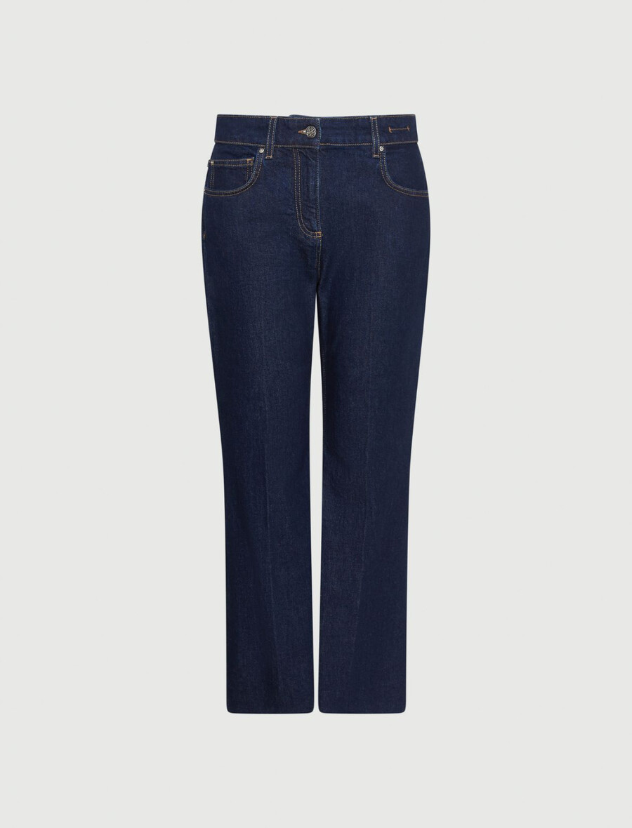 utsvängda beskurna jeans - midnightblue