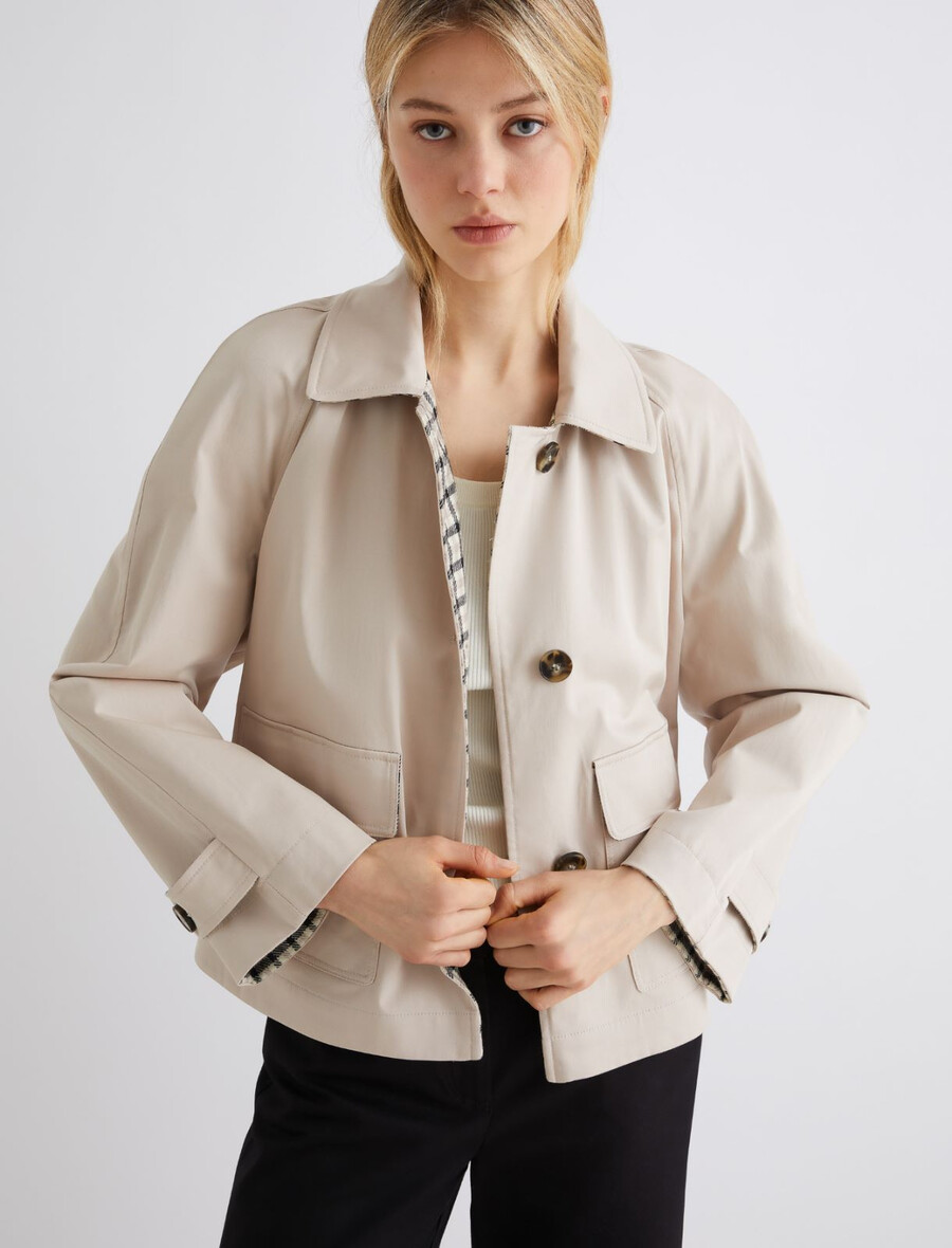 kort stretchig gabardin trenchcoat - rope