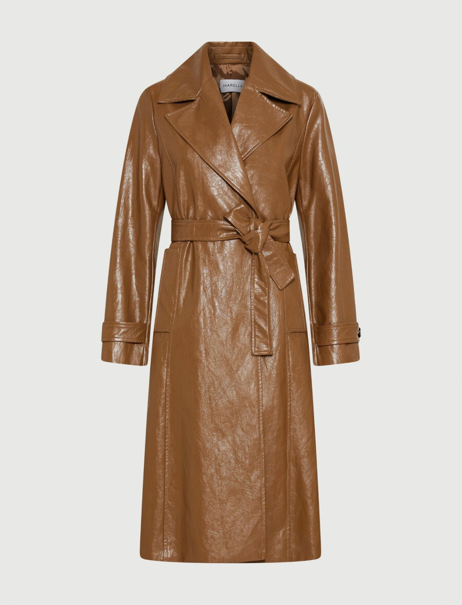 dubbelknäppt trenchcoat - tobacco