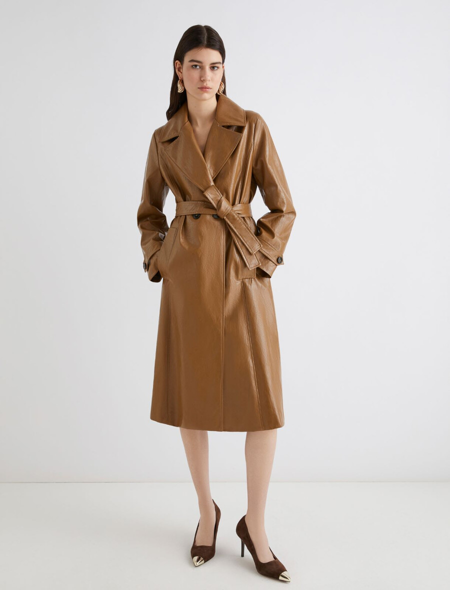dubbelknäppt trenchcoat - tobacco