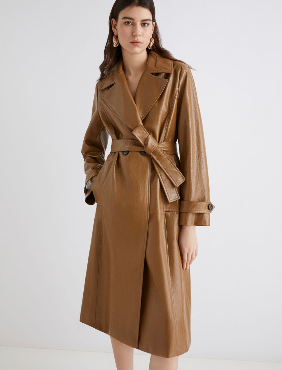 dubbelknäppt trenchcoat - tobacco