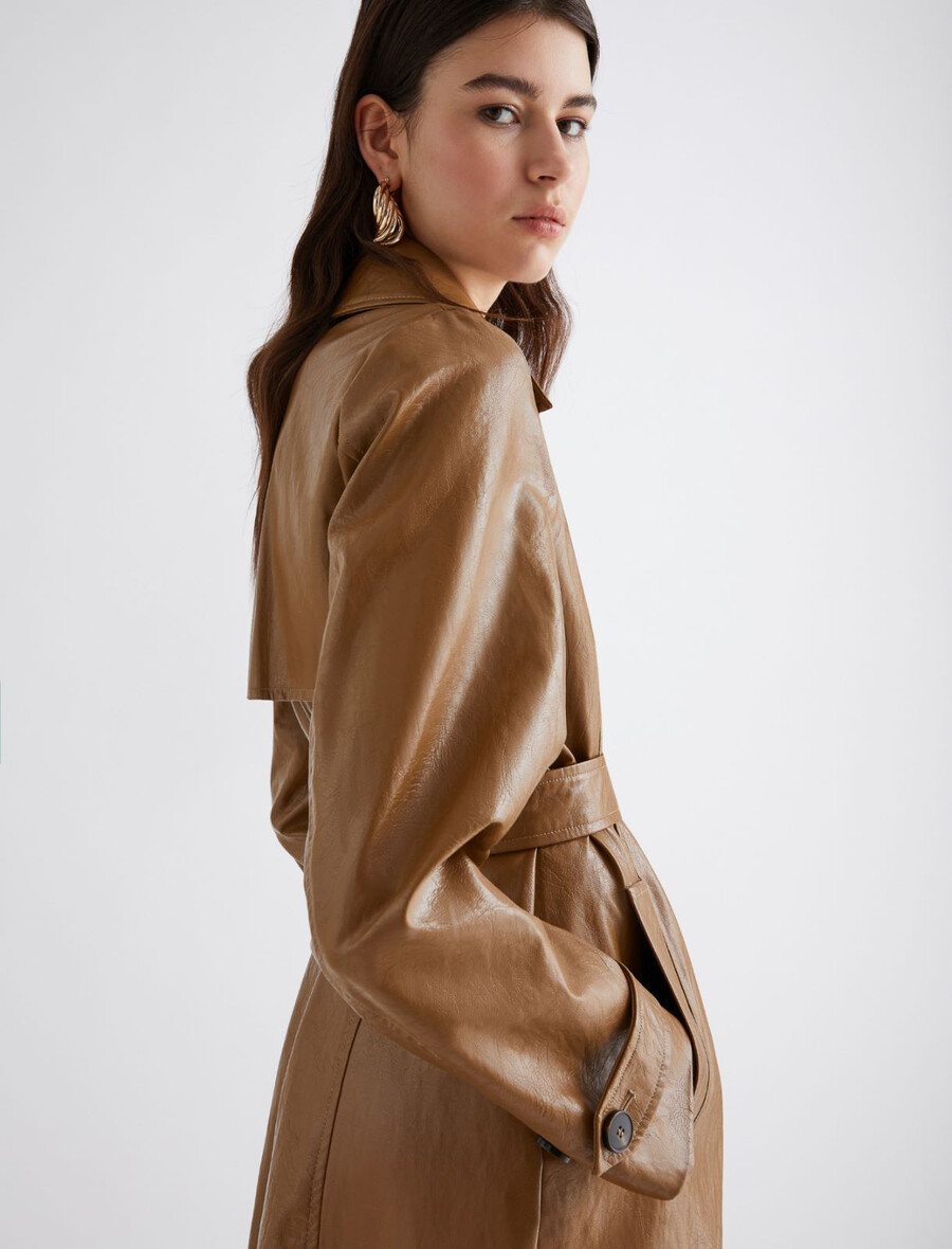 dubbelknäppt trenchcoat - tobacco