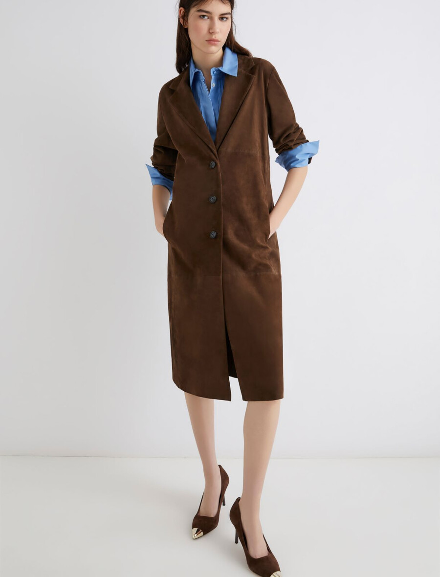 trenchcoat i mocka - brun