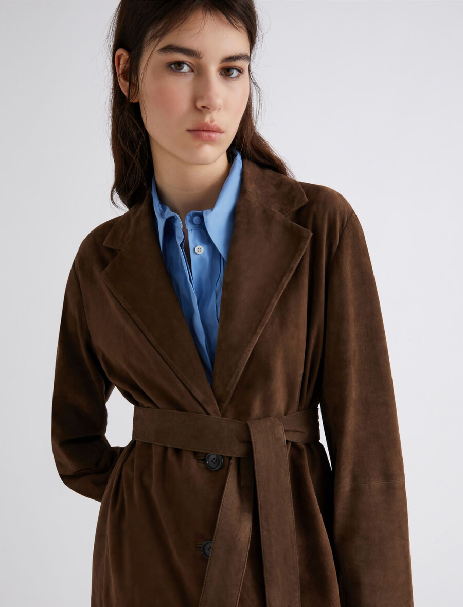 trenchcoat i mocka - brun