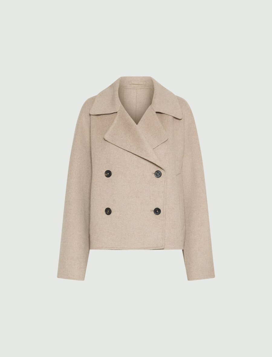 kort trenchcoat i dubbelt tyg - crÈme