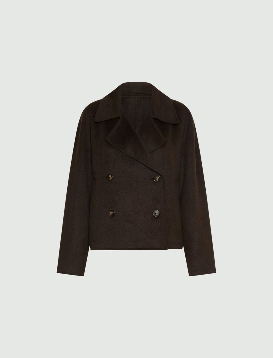kort trenchcoat i dubbelt tyg - mÖrkbrun