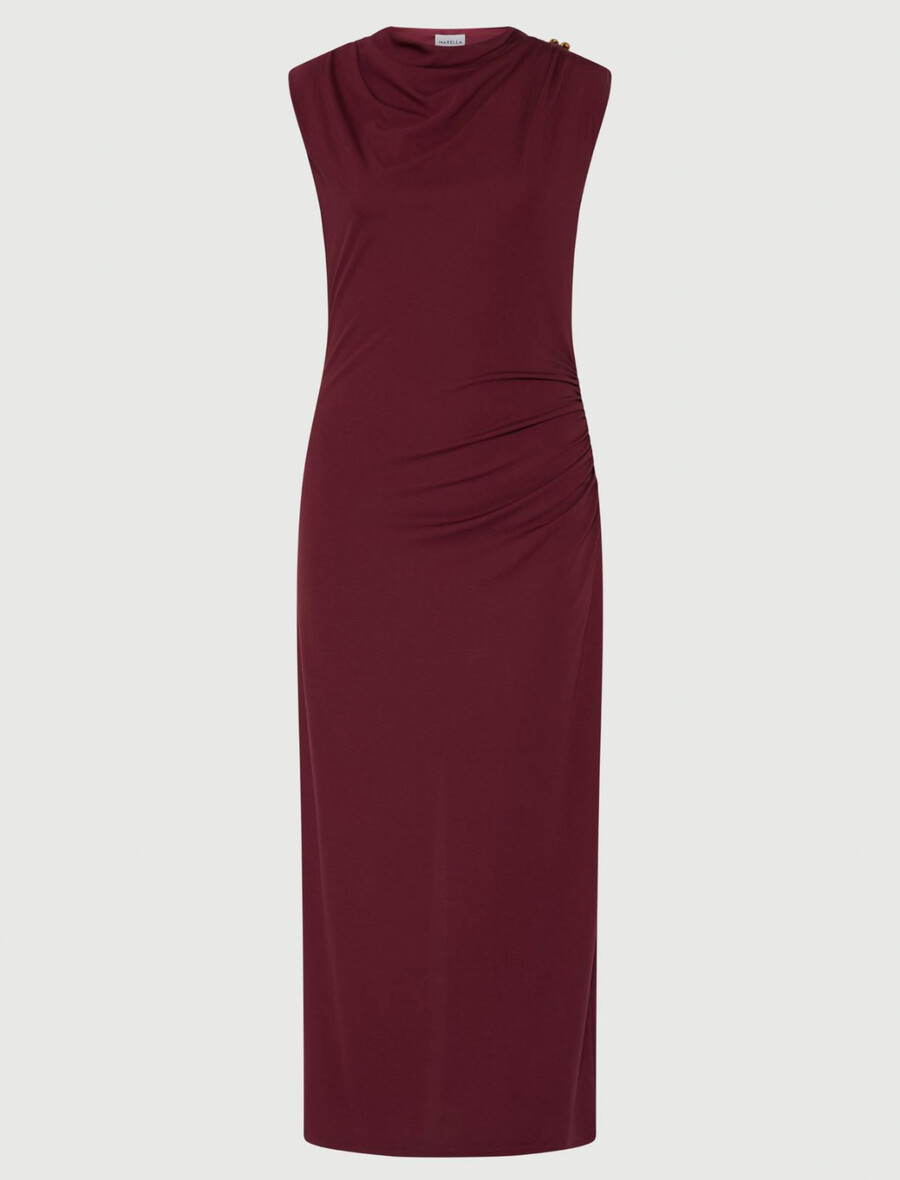 slim-fit jerseyklänning - bordeaux