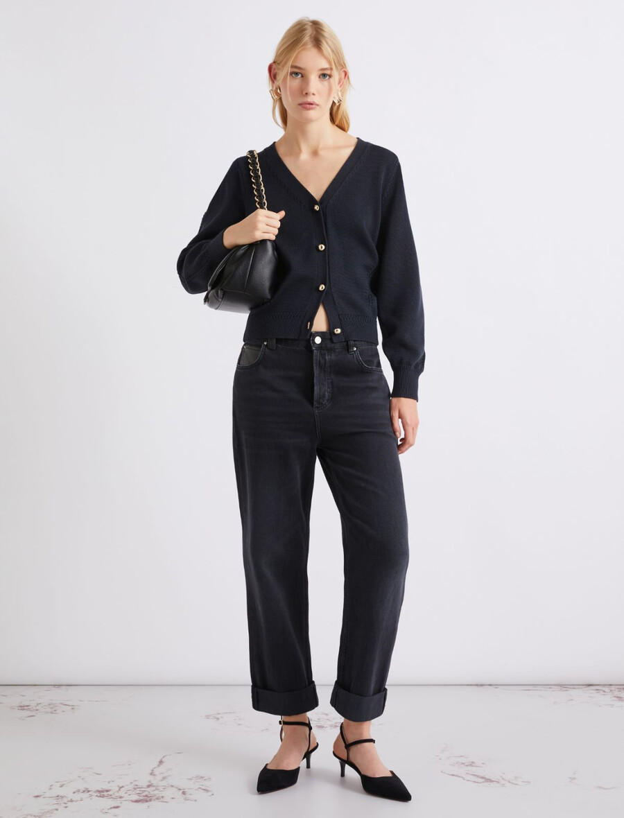slim-fit kofta med v-ringning - marinblÅ