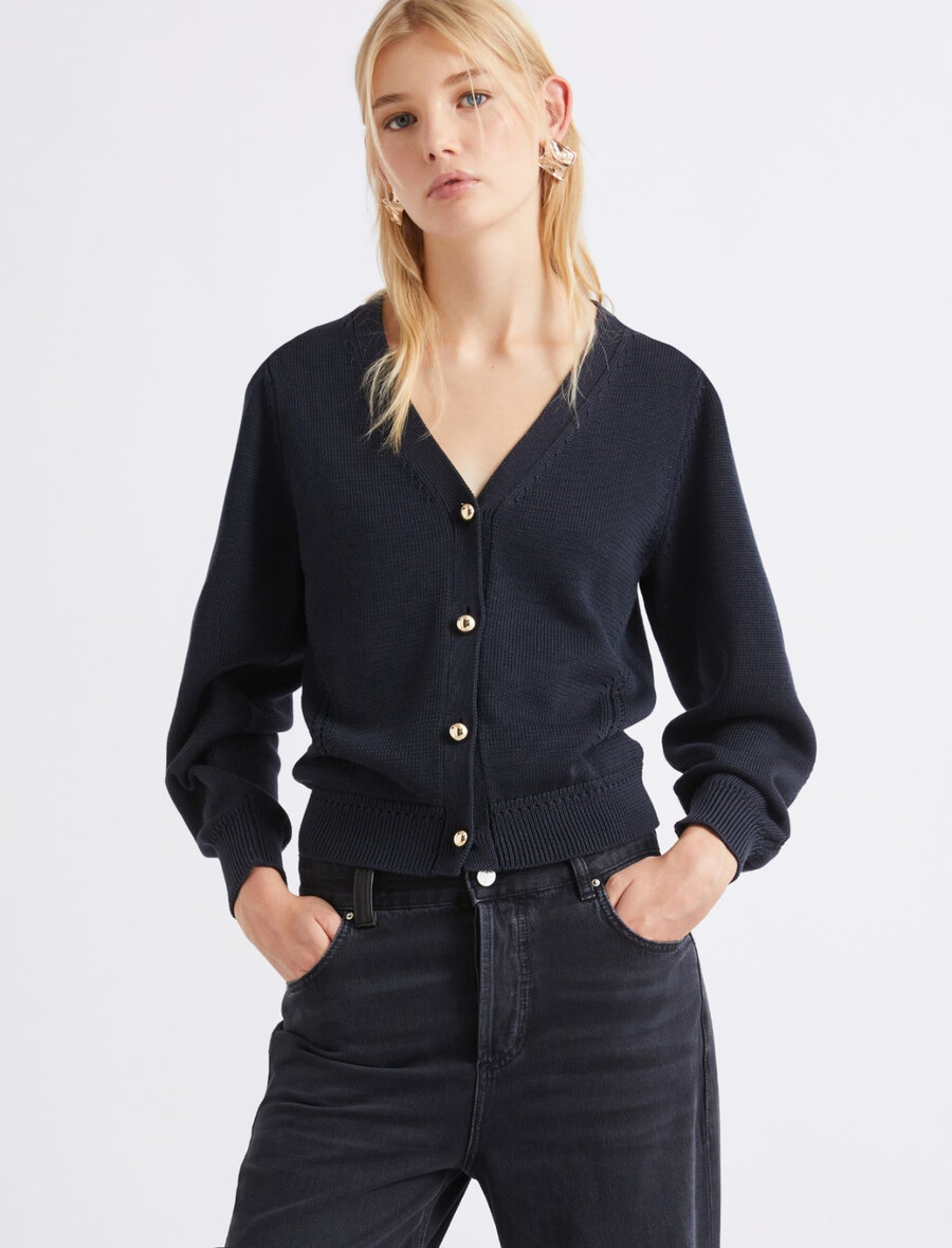 slim-fit kofta med v-ringning - marinblÅ