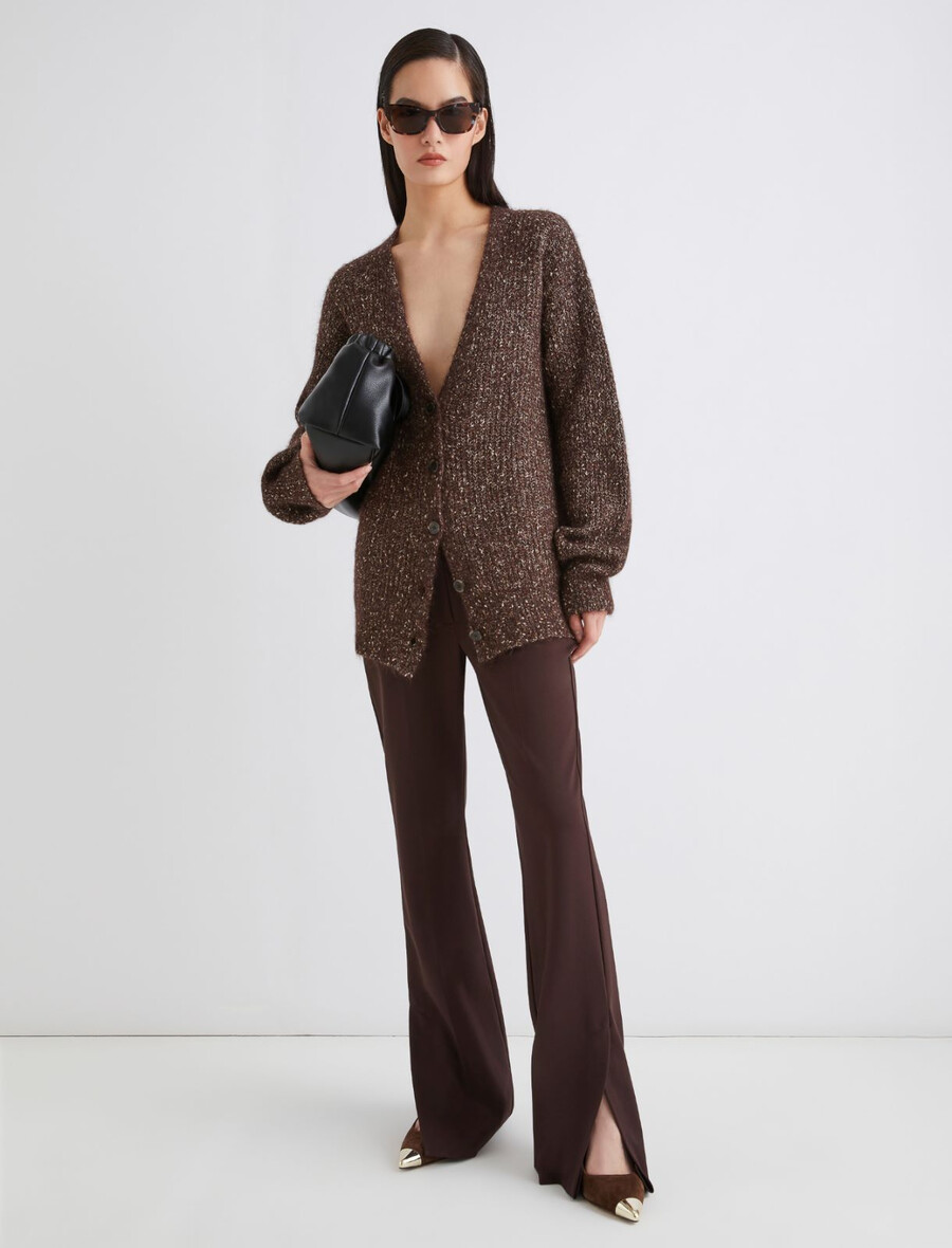 mohair- och alpackakofta - brun