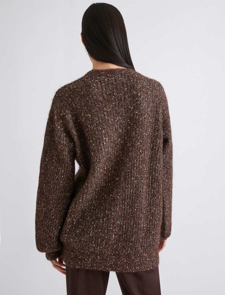 mohair- och alpackakofta - brun