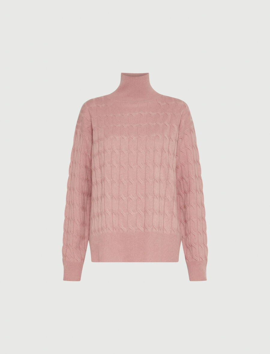polotröja i ull och kashmir med fusk - rosa