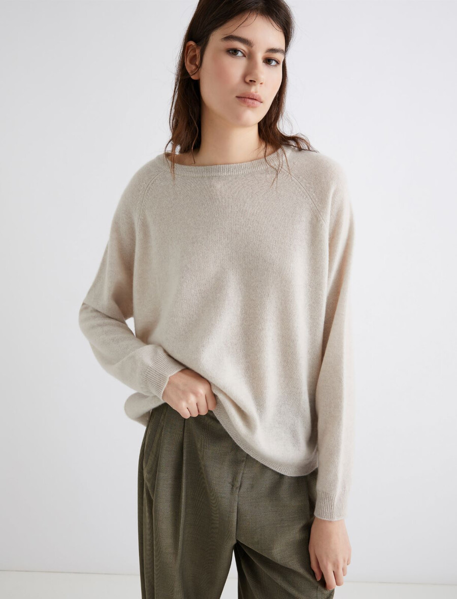 ren kashmirtröja - beige