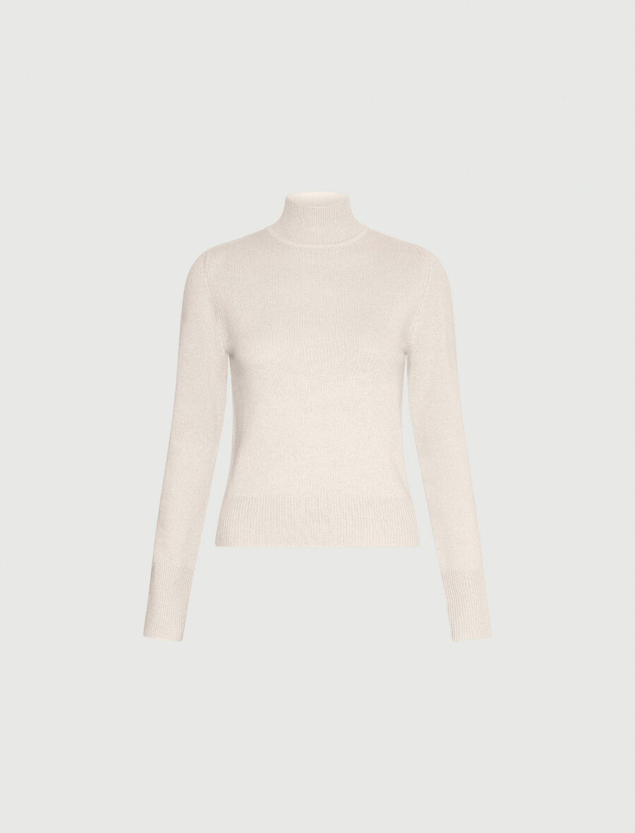 slim-fit ull- och kashmirtröja med polokrage - ivory