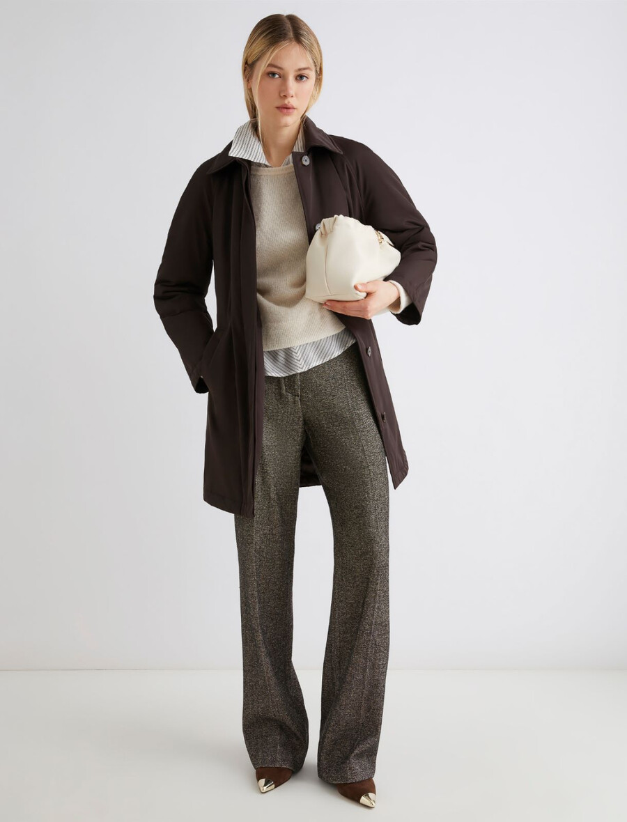 vattenavvisande vadderad trenchcoat - brun