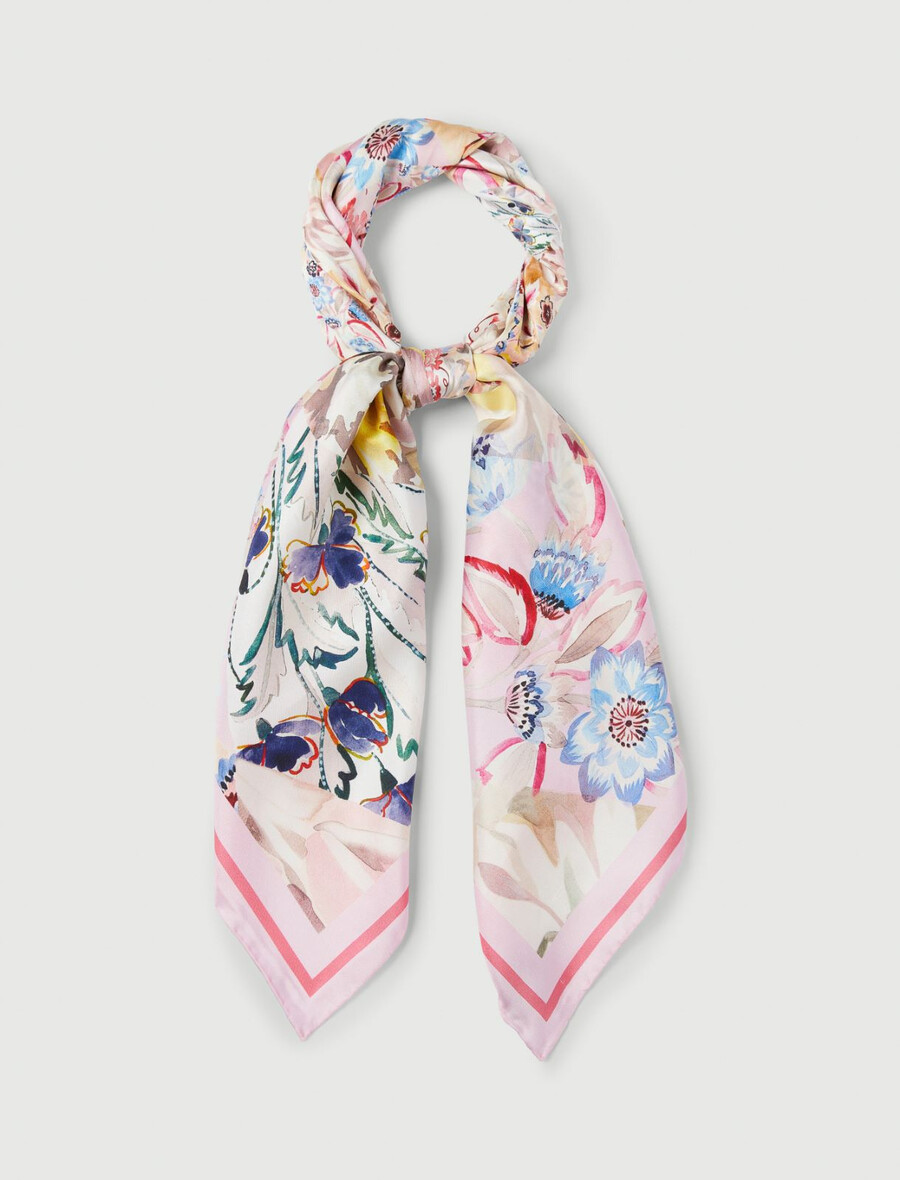 mönstrad sidenscarf - ivory