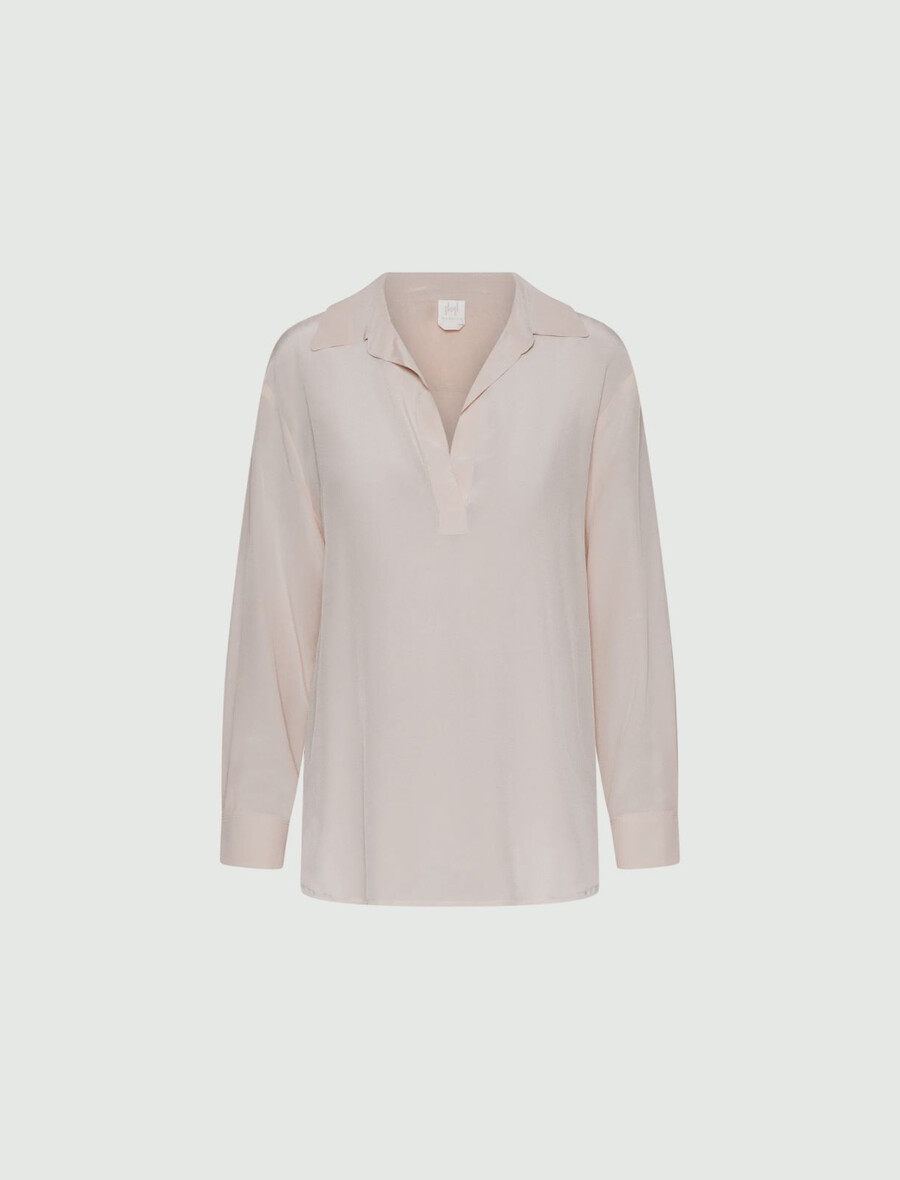 sidenskjorta i crepe de chine - crÈme