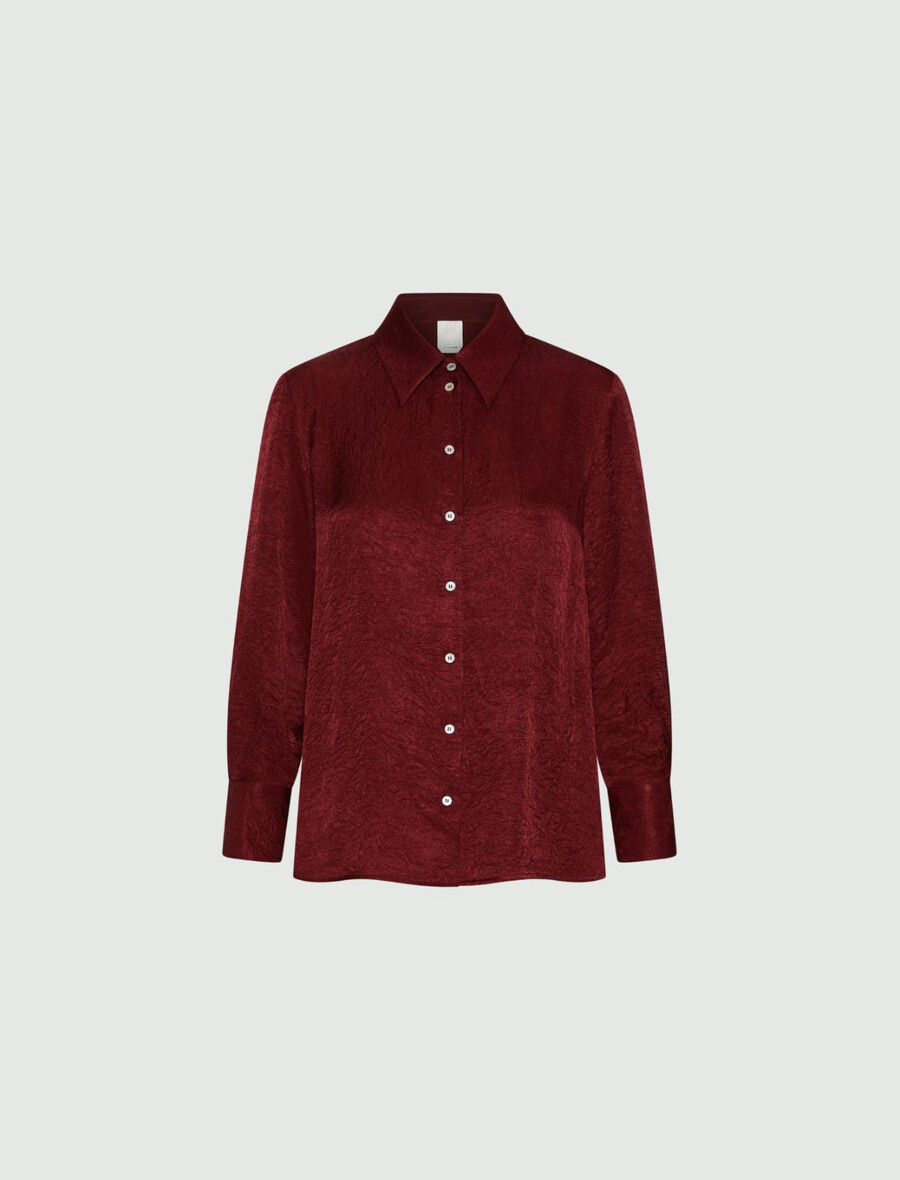 skjorta med skrynklig look - bordeaux