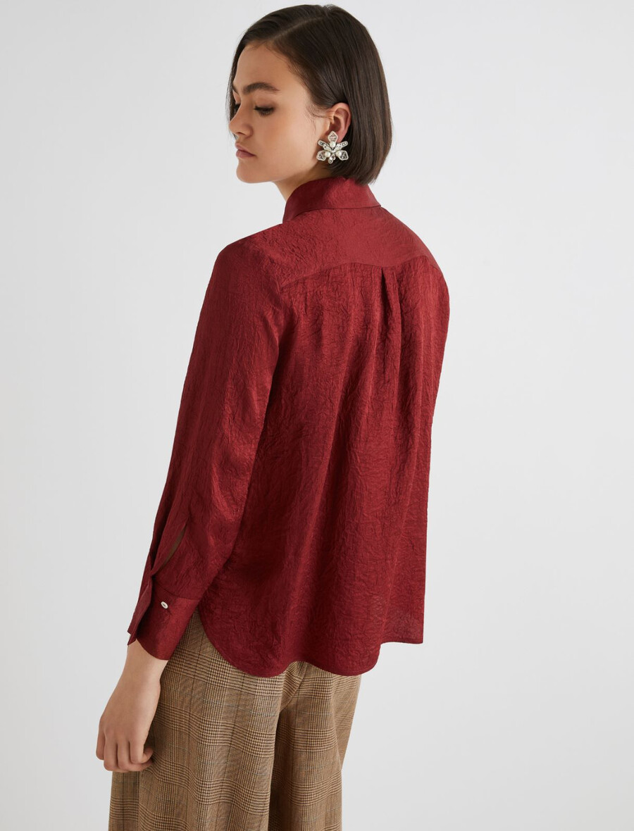 skjorta med skrynklig look - bordeaux