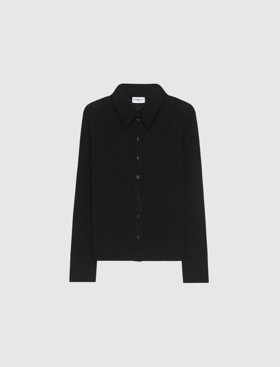slim fit jerseyskjorta - svart