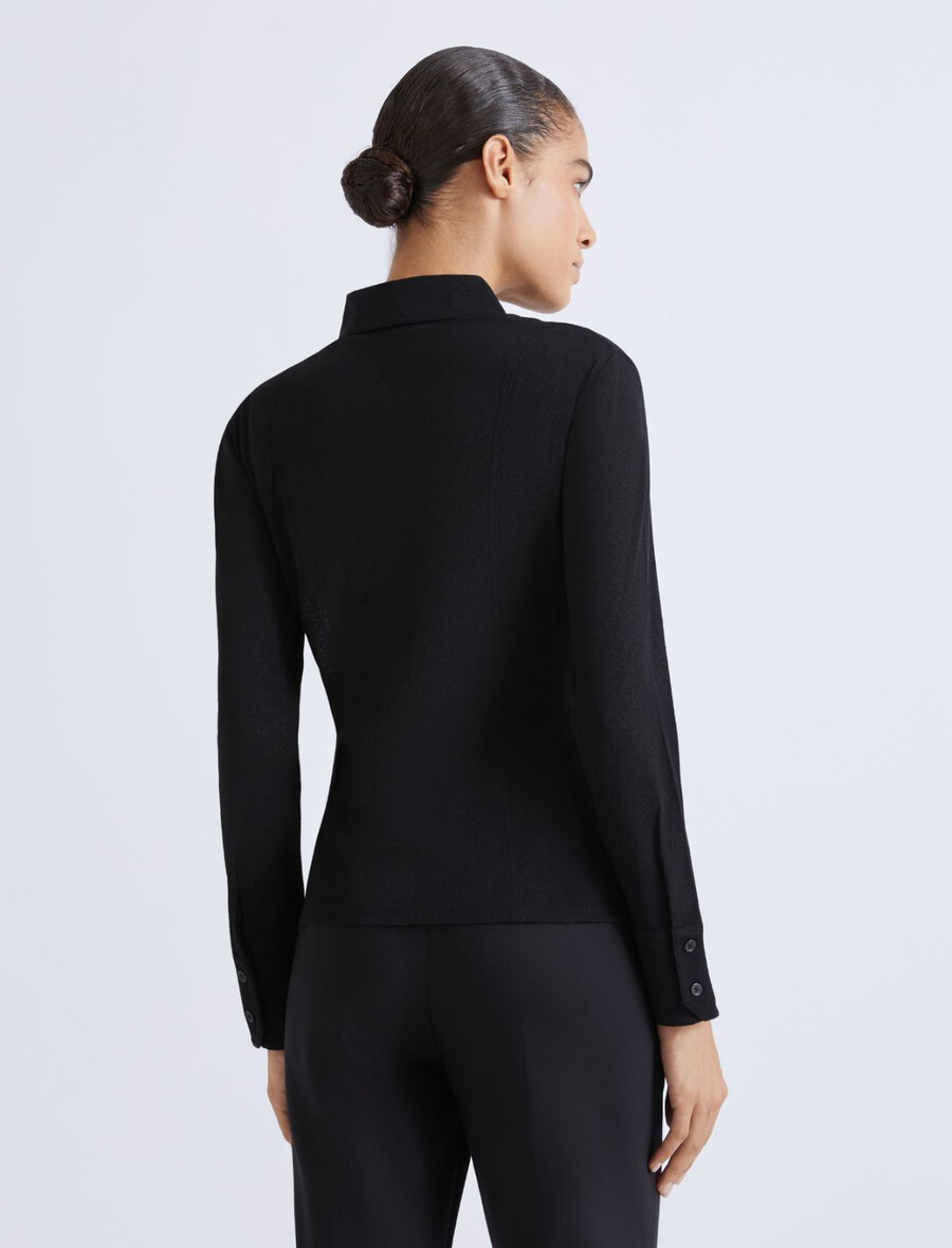 slim fit jerseyskjorta - svart