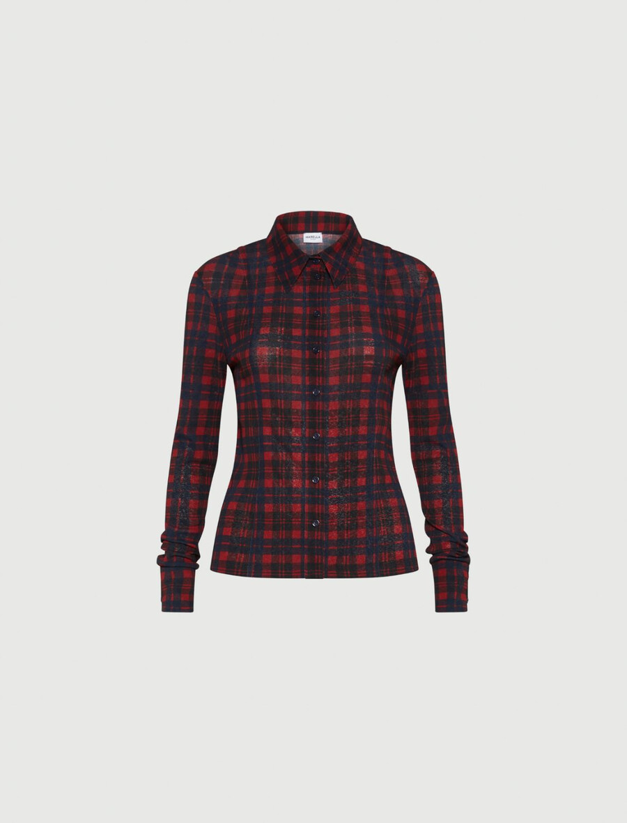 slim-fit jerseyskjorta - rÖd