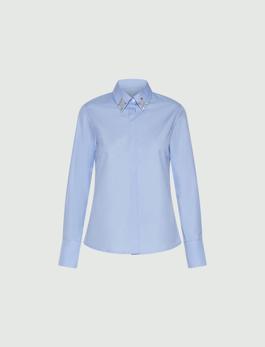 slim-fit bomullsskjorta - ljusblÅ