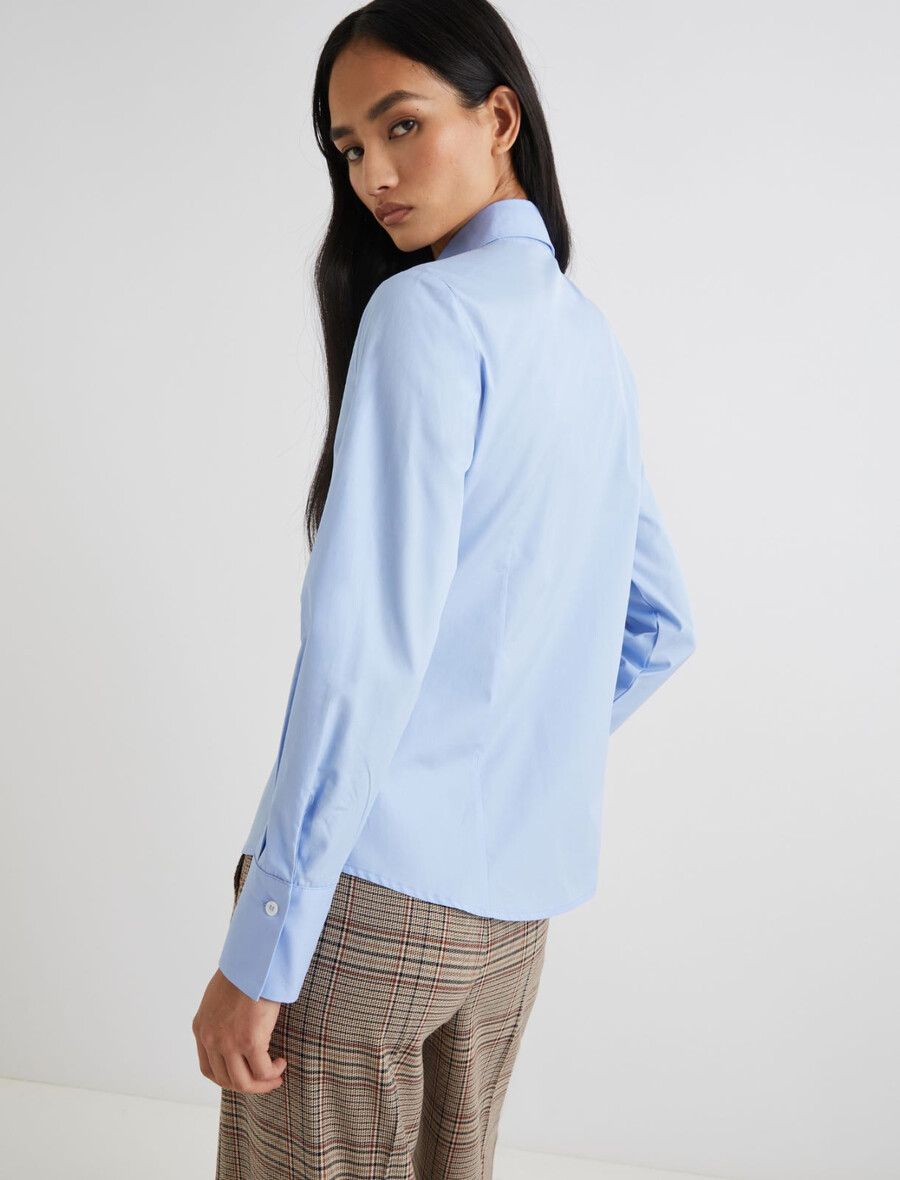 slim-fit bomullsskjorta - ljusblÅ