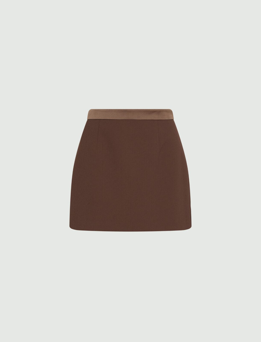 envers satin minikjol - brun