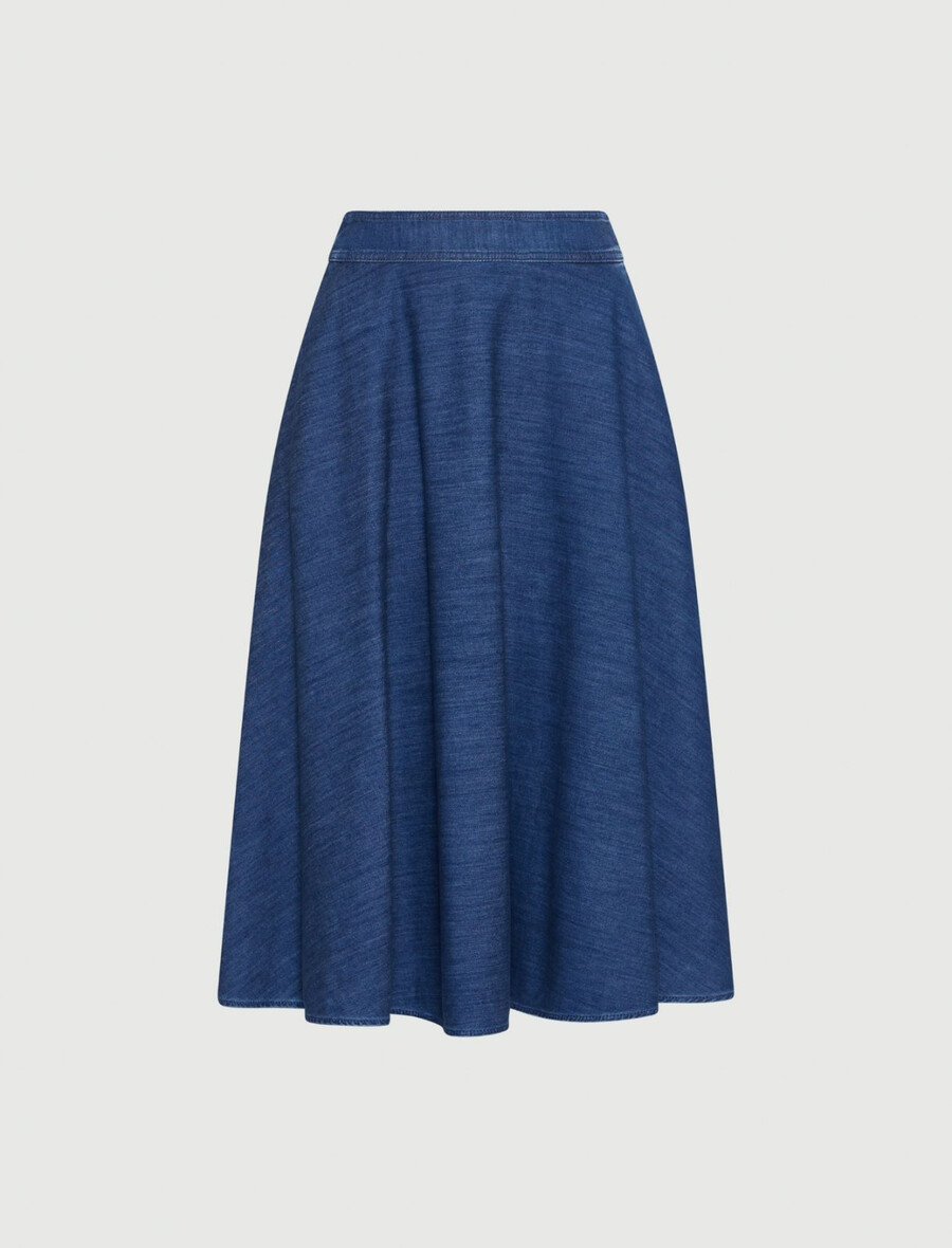 denimkjol med cirkelmönster - blÅ jeans