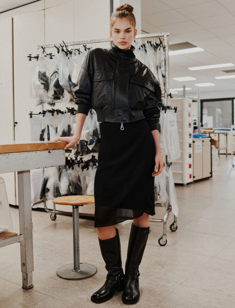 georgette pennkjol - svart