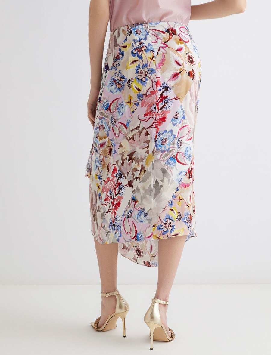 mönstrad satinkjol - rosa