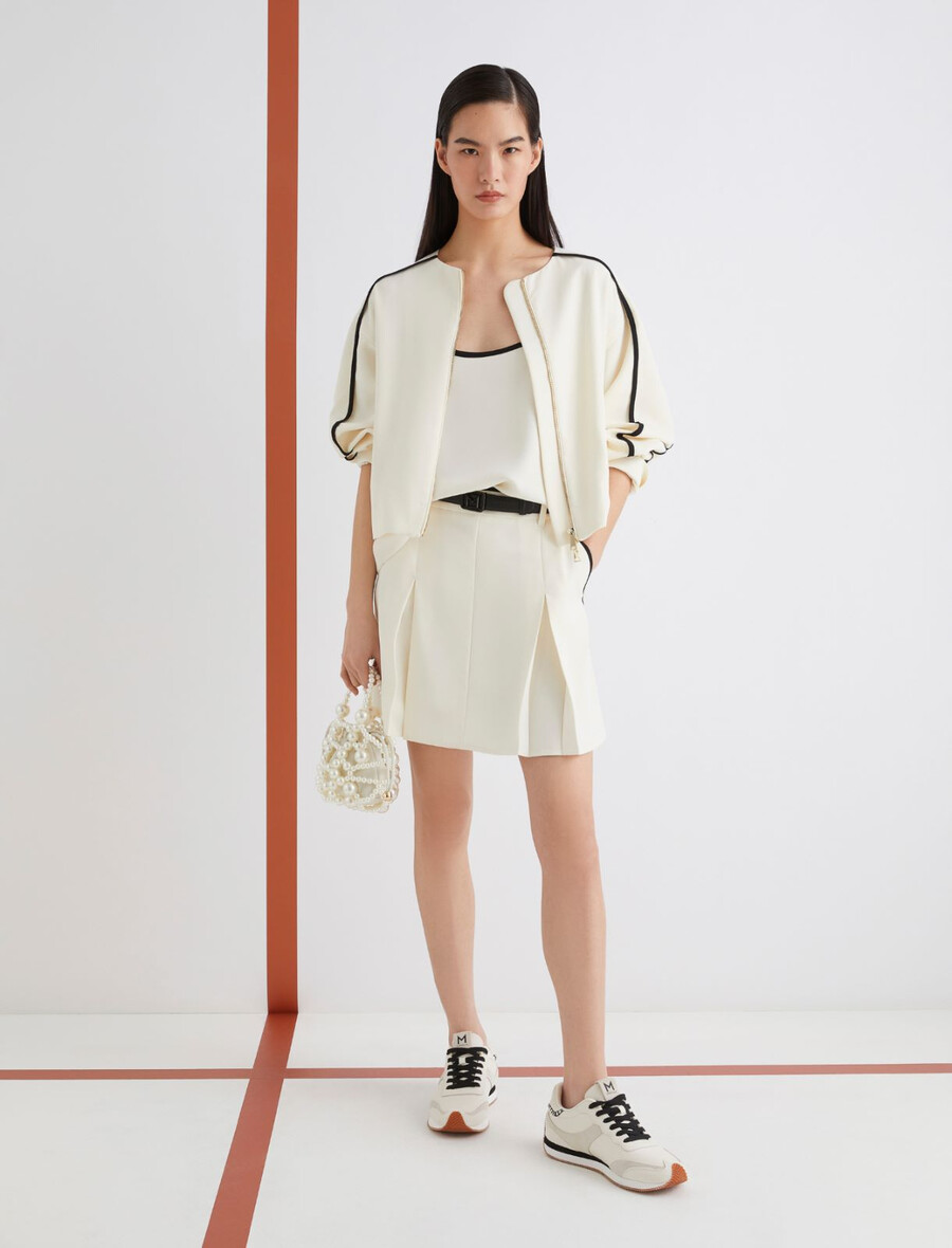 kort plisserad kjol - wool white