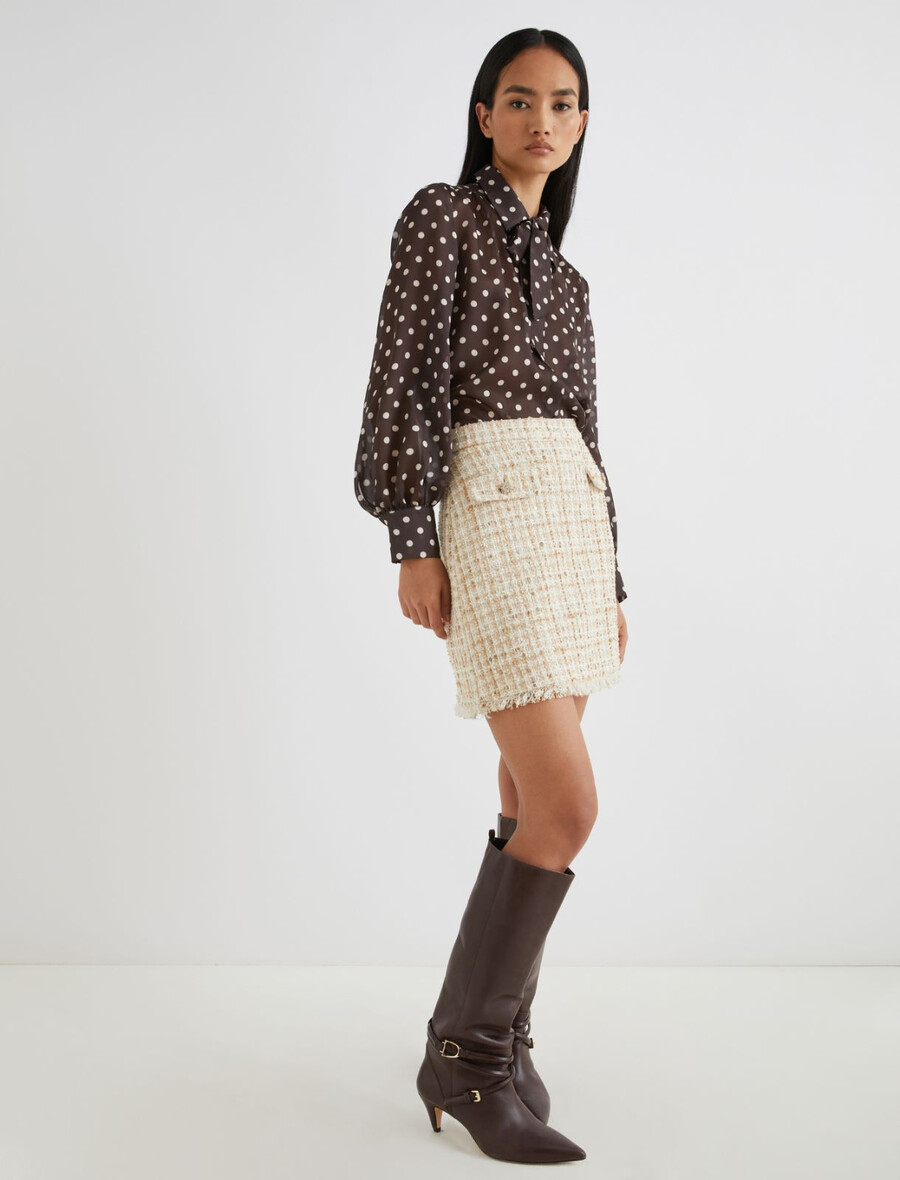 paljettbesatt lamé minikjol - beige